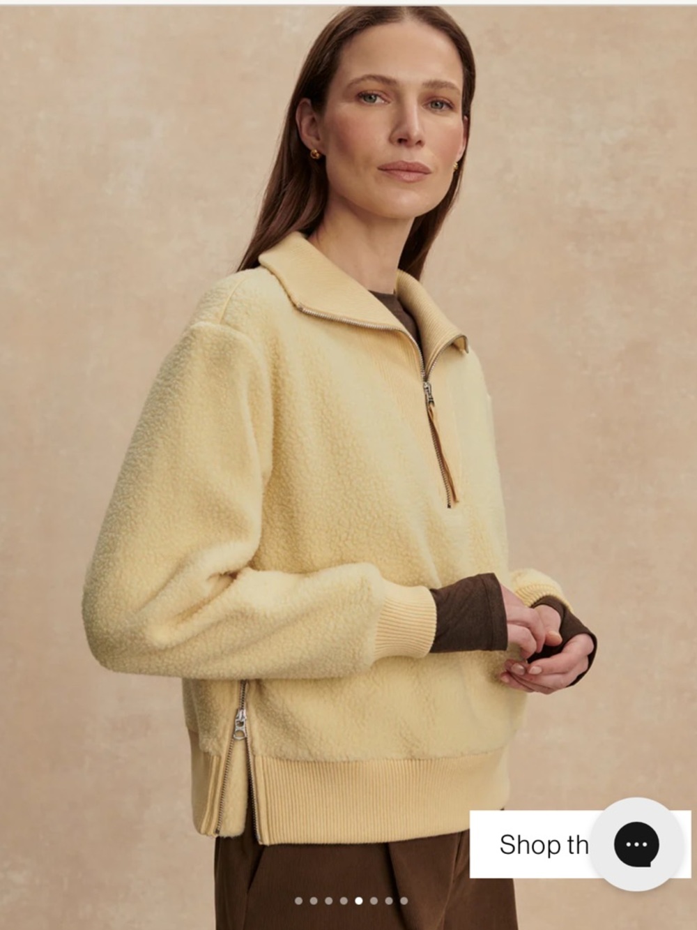 Varley Cream Half-Zip Sherpa Pullover - Picture 5 of 8